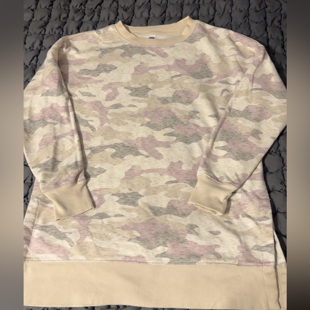 Old Navy Women's Camouflage Sweater - Cream, Gray, Pink